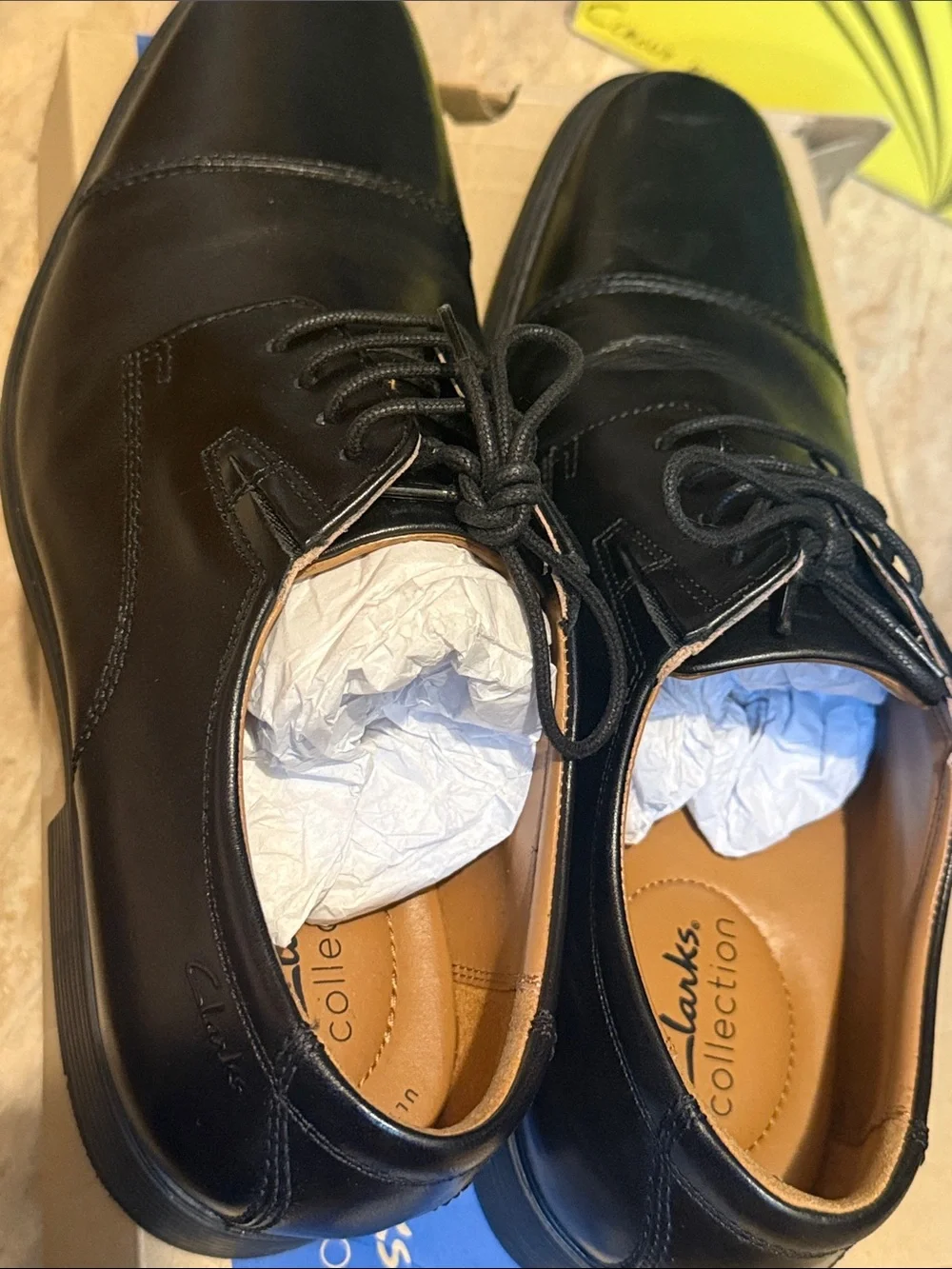 Clarks 9 Tilden Cap Black Leather Oxford Dress Shoe